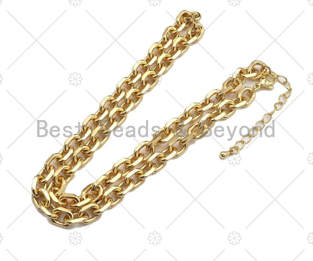 BestBeads&Beyond - 18" Gold Filled Chunky Oval Link Chain Necklace, sku#LD18