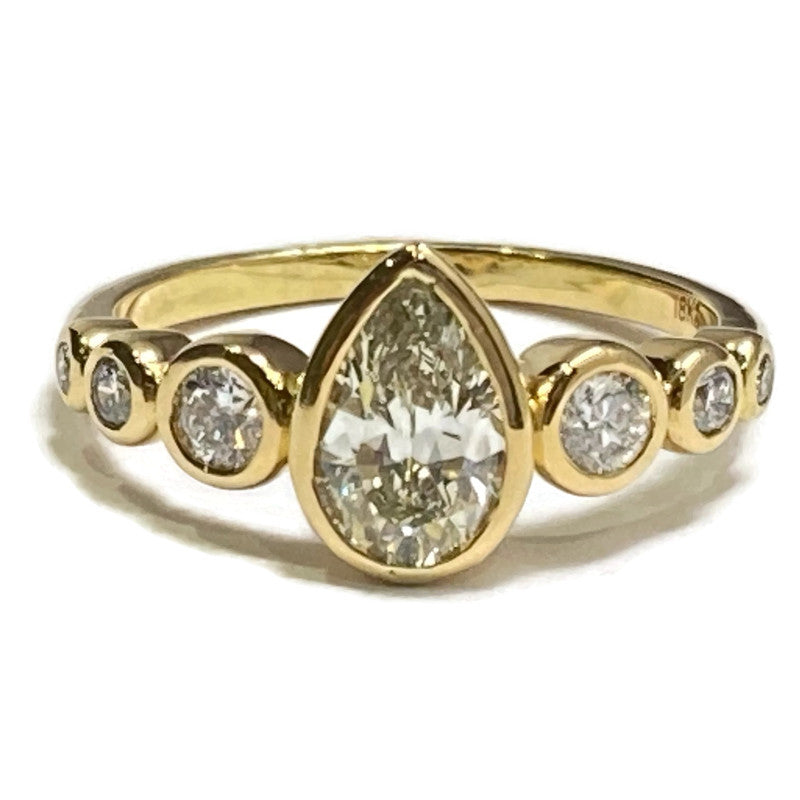 Diamond Pear Cut Accented Bezel Ring 18KY 6500.00