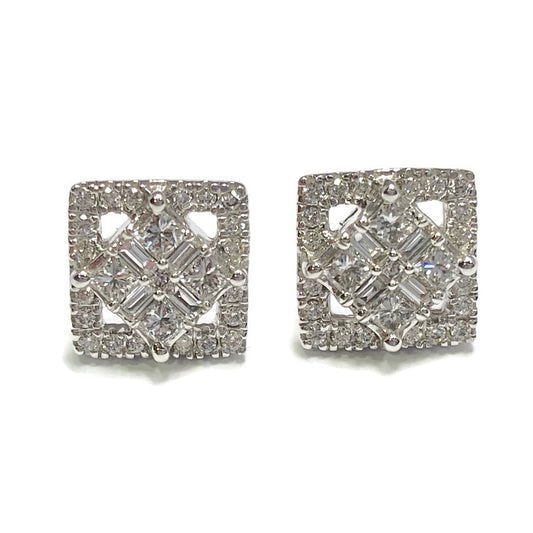 Diamond Cluster Stud Earings .625ct 14k White Gold 1296.00