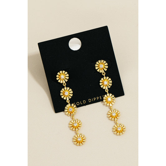 Anarchy Street - Gold Dipped Floral Chain Dangle Earrings: Gold