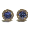Tanzanite and Diamond Halo Yellow Gold Stud Earring 2800.00