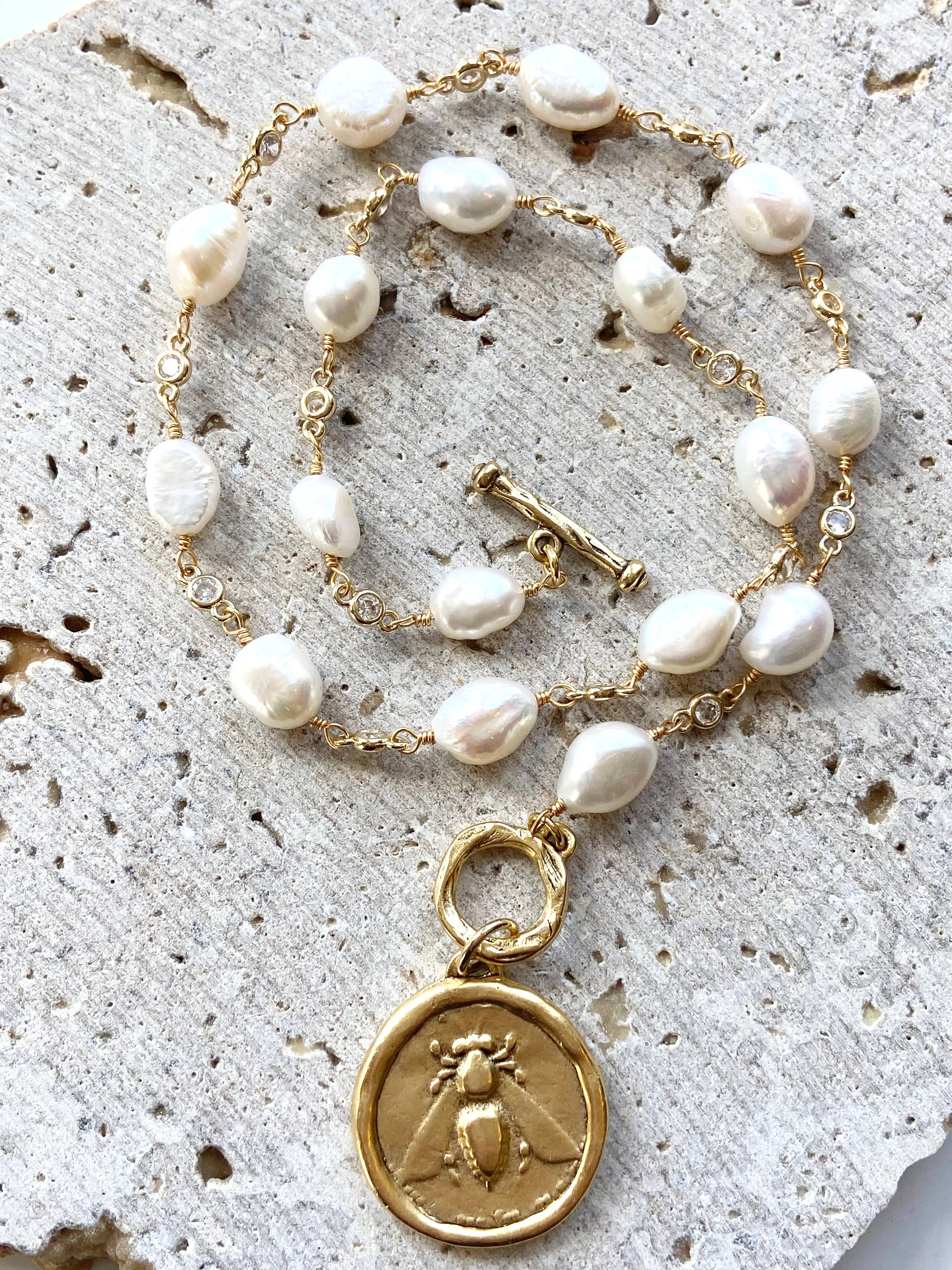 Queen Bee Pearl 17" Necklace 90.00