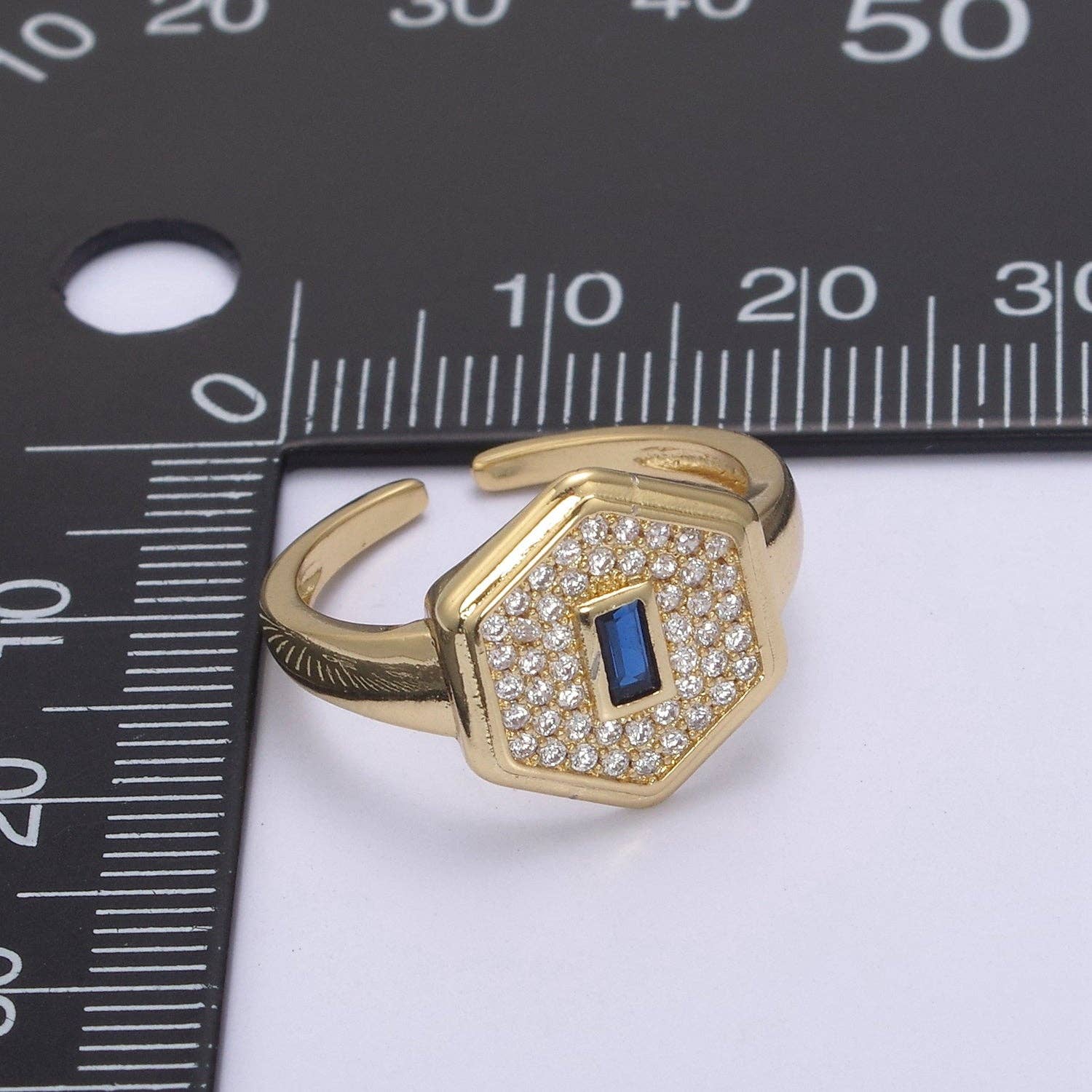Blue CZ Adjustable Signet Ring 60.00