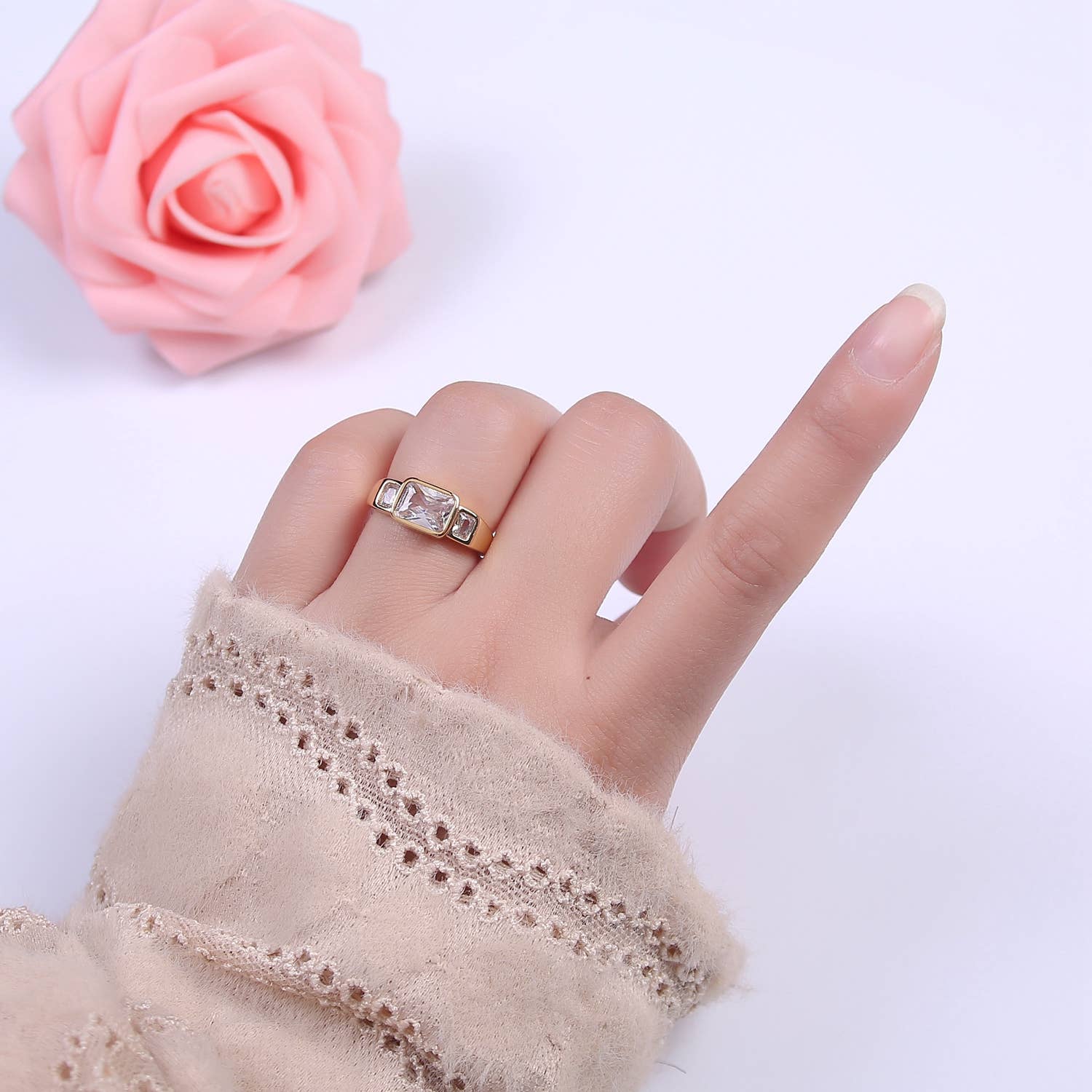 Adjustable CZ Three Stone Ring 75.00