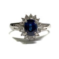Oval Sapphire and Diamond Halo Platinum Ring 1800.00