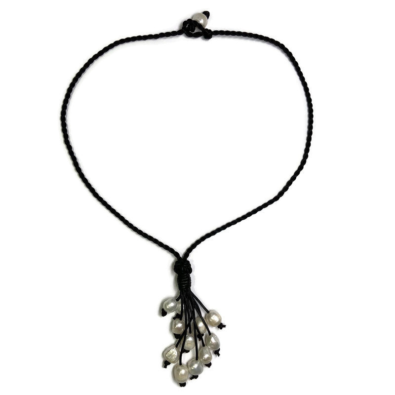 Black Silk White FWP Necklace 150.00