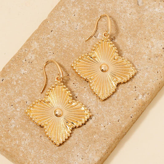 Anarchy Street - Ornate Clover Dangle Charm Earrings: GD