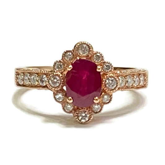 Ruby & Diamond Rose Gold (R 1.04ct, D .5ct) Ring Size 6-8 2,075.00