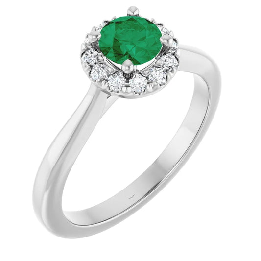 Emerald and Diamond 14KW Ring $975