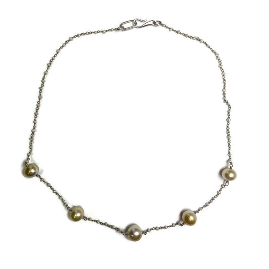 Keshi Pearl Station Necklace 210.00