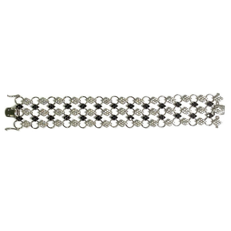 White & Black Diamond Link Bracelet 13.0ct 7.5" length