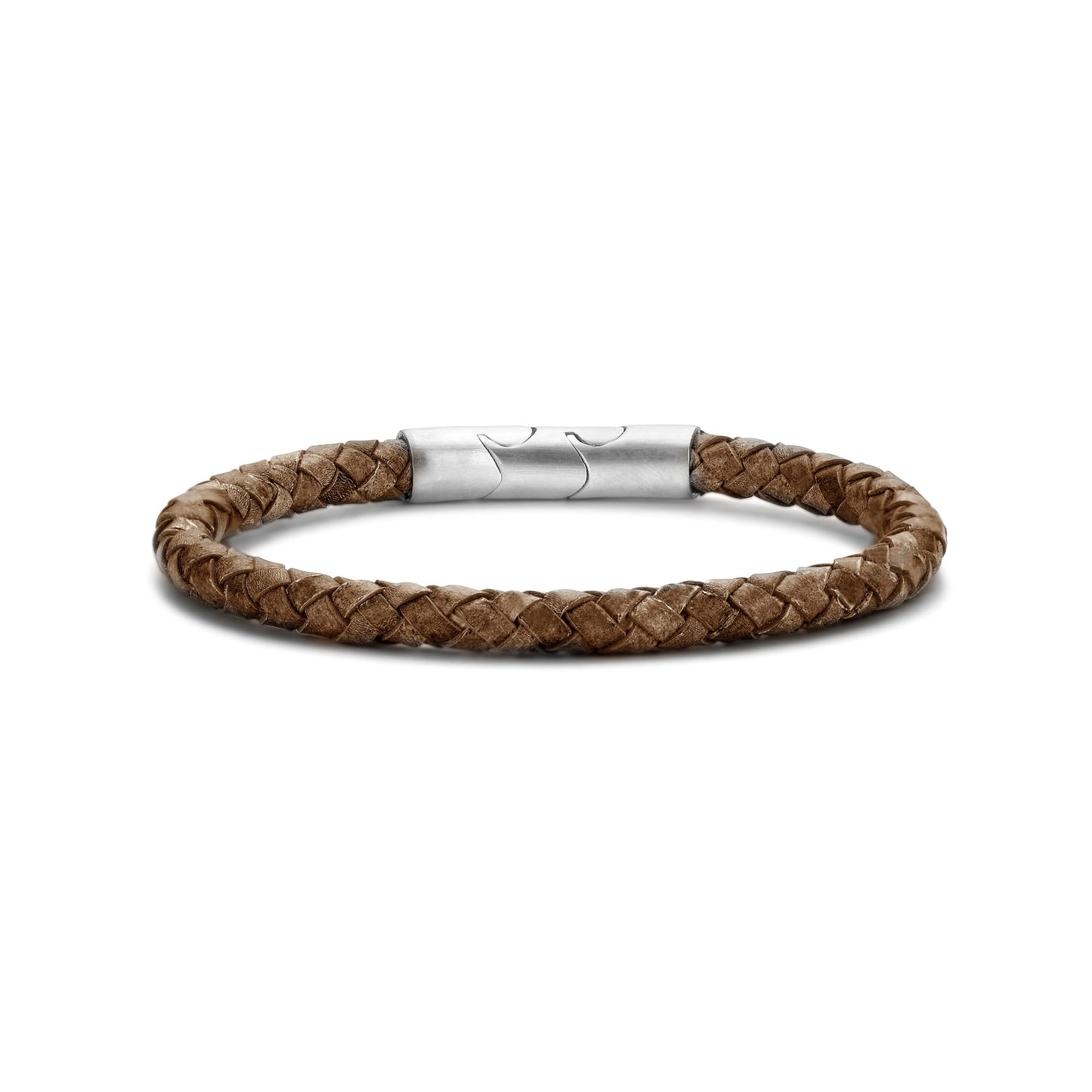 Men's Orange-Brown Braided Leather Bracelet 49.00