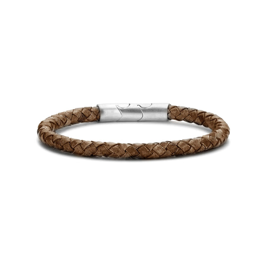 Men's Orange-Brown Braided Leather Bracelet 49.00