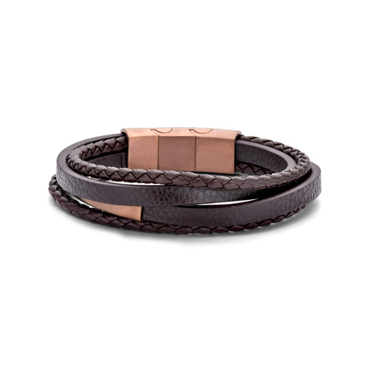 Men's Multi-Strand Leather Bracelet Brown 49.00