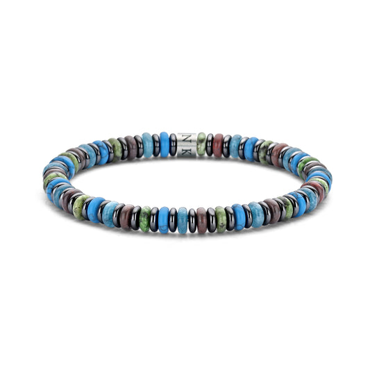 Men's Rough Disc Beads Bracelet Blue 39.00