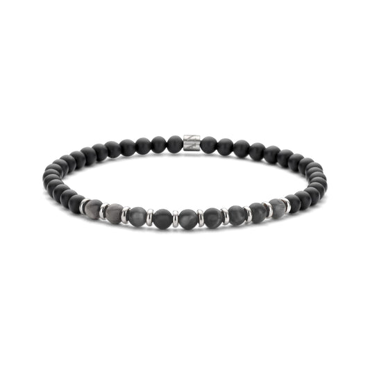 Men's Half Black & Natural Beads Black Bracelet 29.00