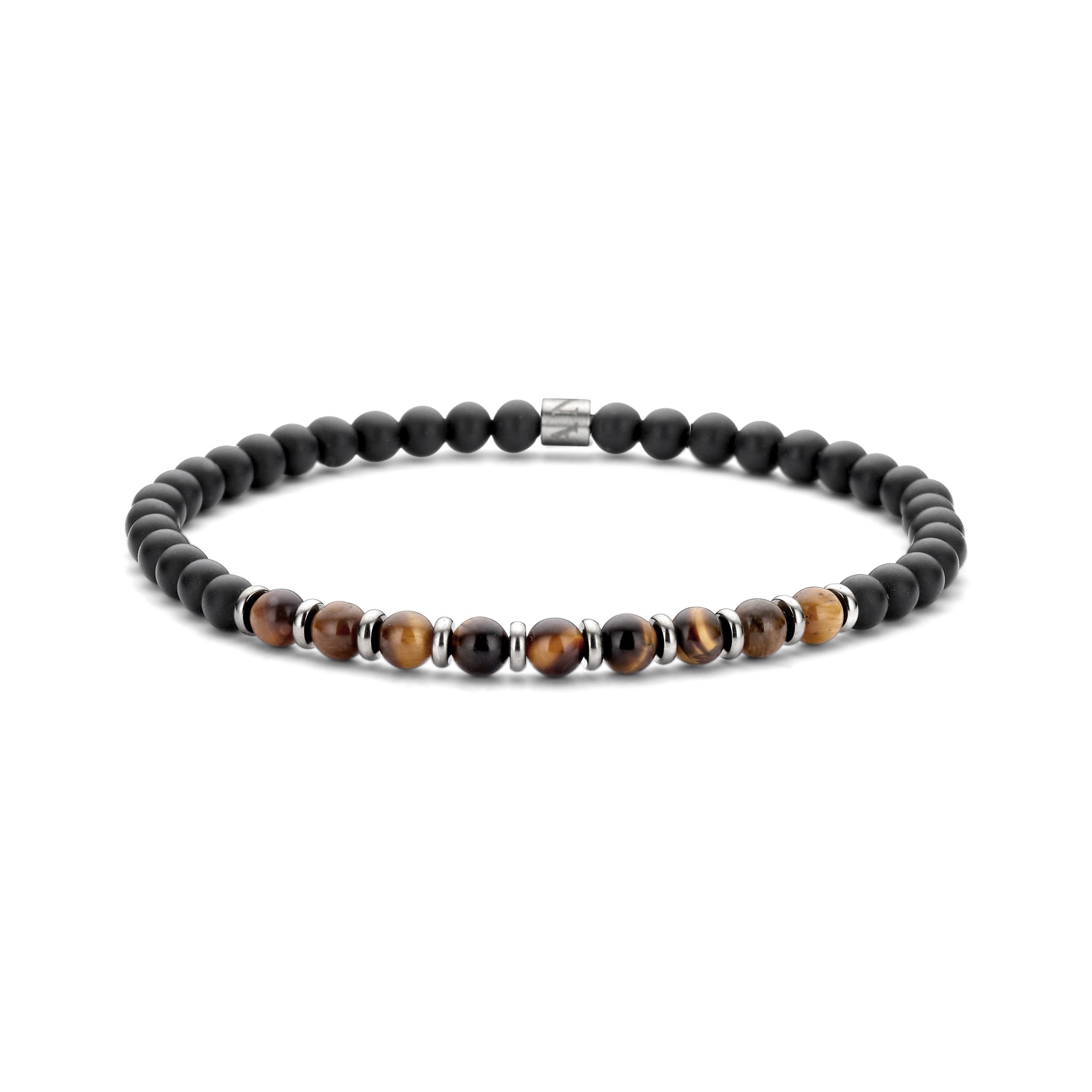 Men's Half Black & Tigereye Beads Bracelet 29.00