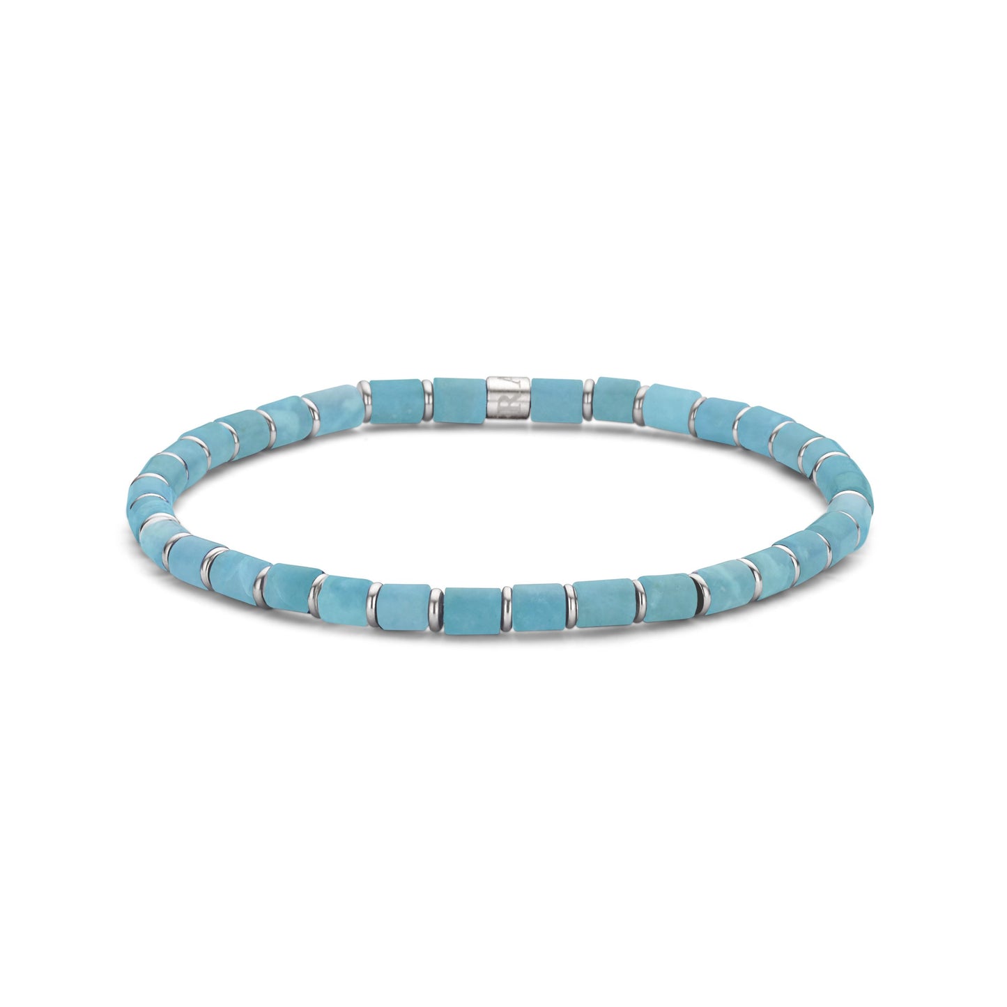 Men's Natural Stones & Steel Ringlets Bracelet Turquoise 39.00