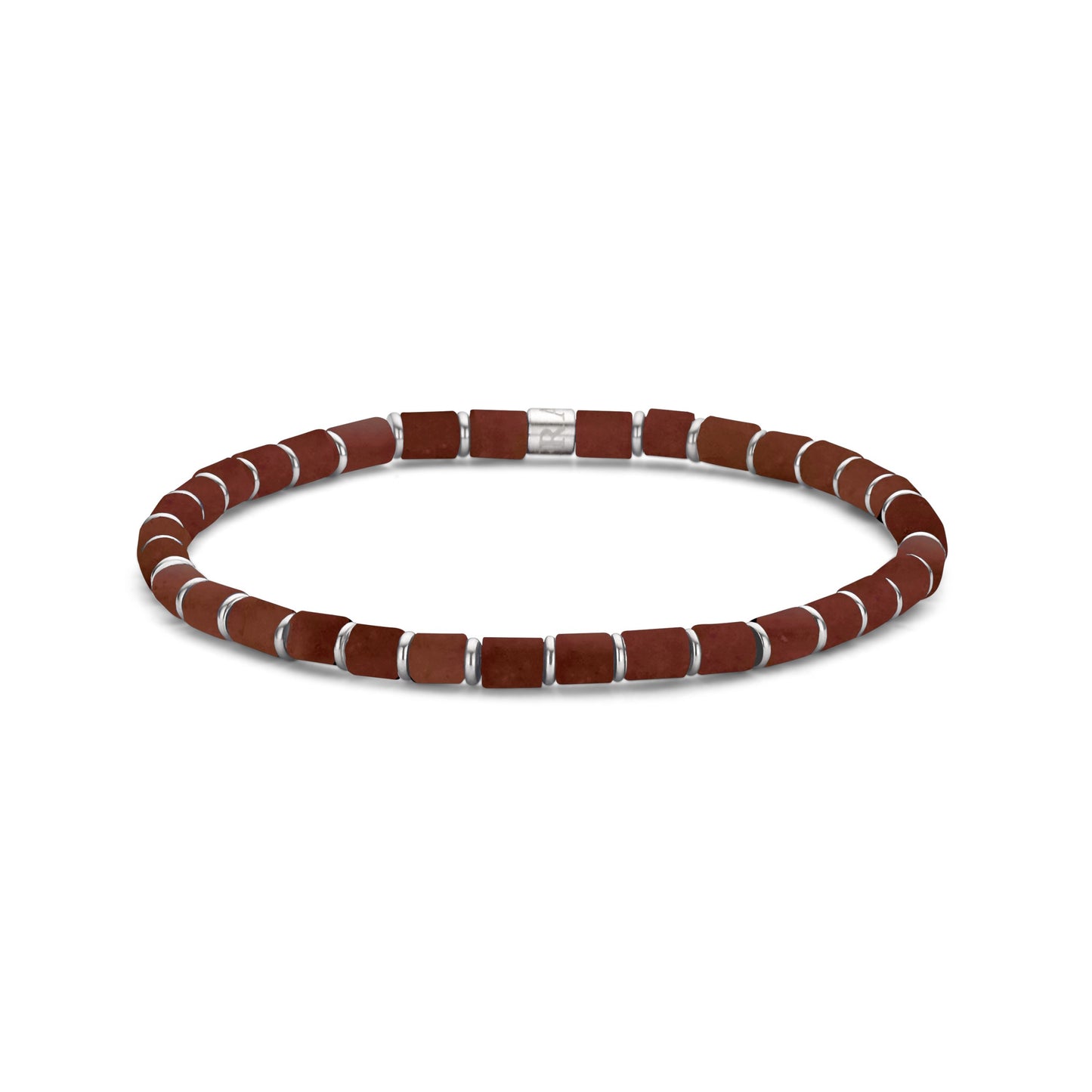 Men's Natural Stones & Steel Ringlets Bracelet Red 39.00