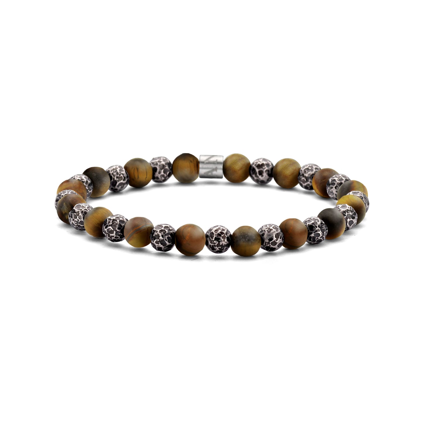 Men's Natural Stone With Steel Beads Brown Bracelet 39.00