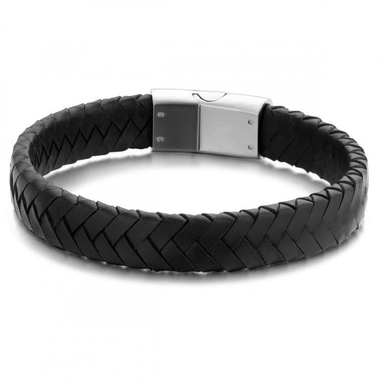 Men's Black Leather/Steel Bracelet 69.00