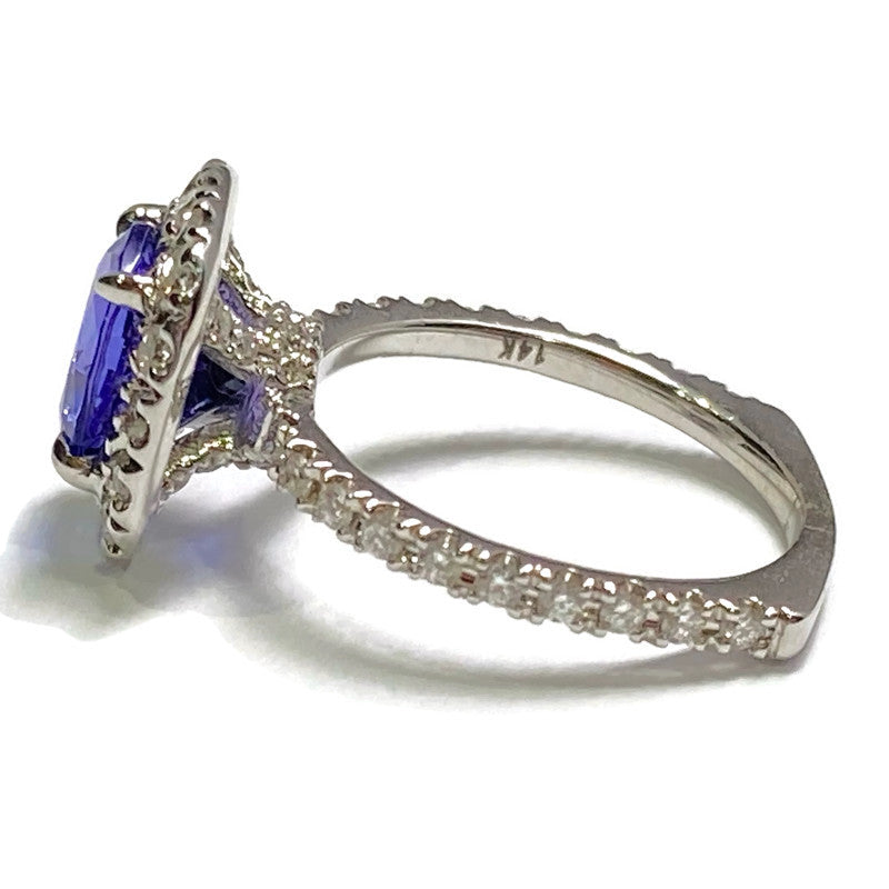 14K White Gold Tanzanite and Diamond Halo Ring 7500.00