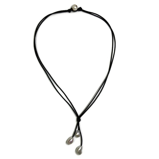 Freshwater Pearl Leather Necklace 80.00