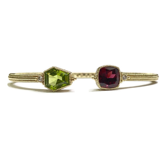 Designer Diamond & Gemstone Cuff Bracelet 14k Yellow Gold 3,195.00