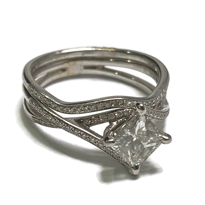 18k White Gold Diamond Wedding Set Ring 7100.00