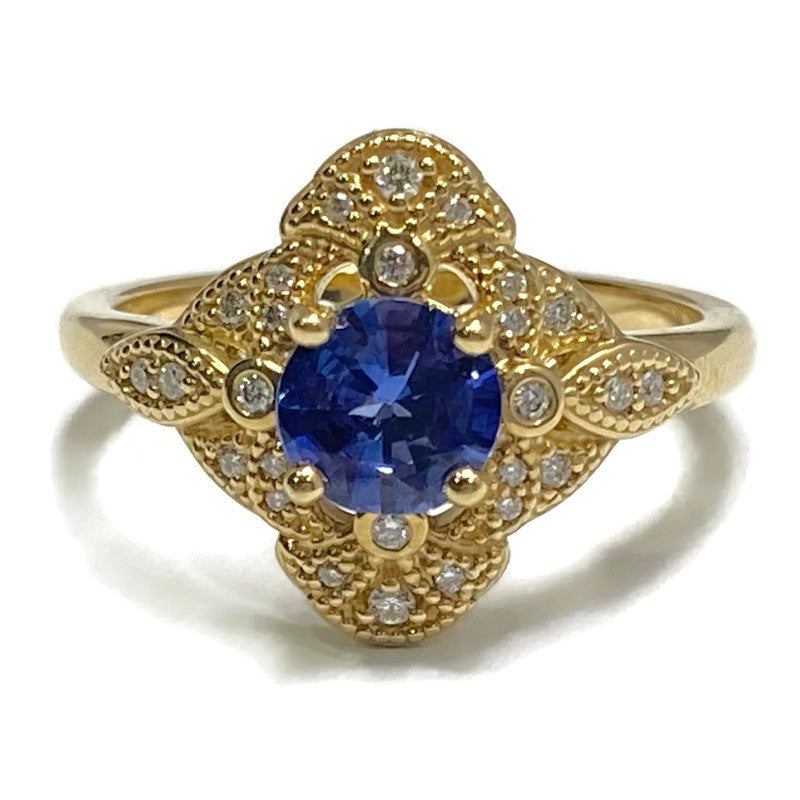 Yellow Gold Sapphire and Diamond Art Deco Style Ring 3850.00