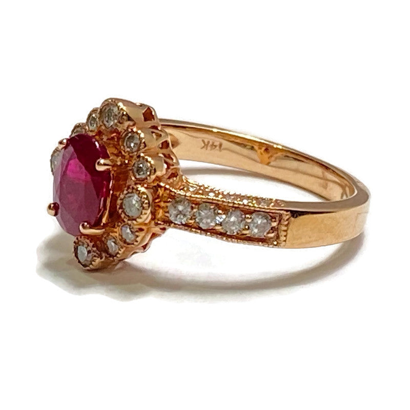 Ruby & Diamond Rose Gold (R 1.04ct, D .5ct) Ring Size 6-8 2,075.00