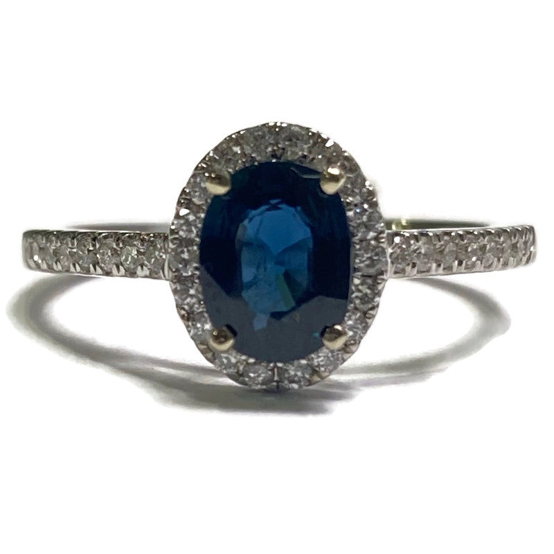 Oval Sapphire & Diamond Halo w/ Accents 14KW Gold Ring 2550.00