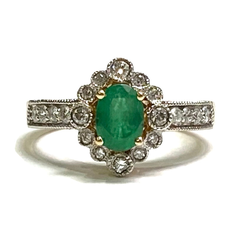 Emerald & Diamond (E .74ct, D .47ct) Ring Size 6-8 1,525.00