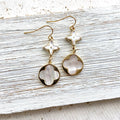 VB&CO Designs Handmade Jewelry - Pearl shell earring clover quatrefoil boutique salon jewelry