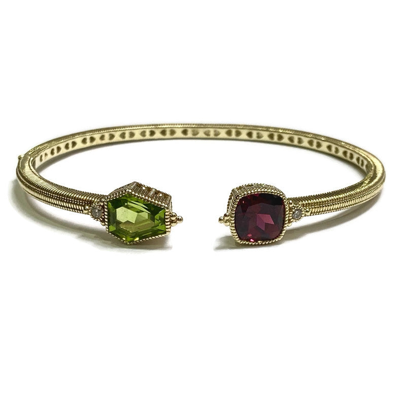 Designer Diamond & Gemstone Cuff Bracelet 14k Yellow Gold 3,195.00