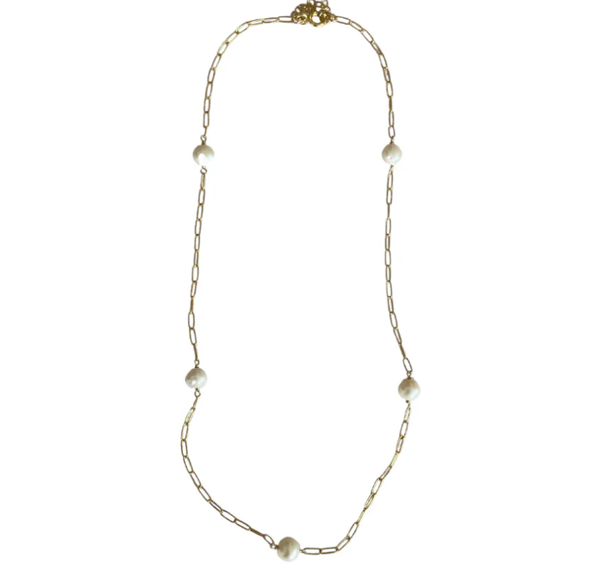 Adeline Gold Filled and Pearl Station Necklace 175.00