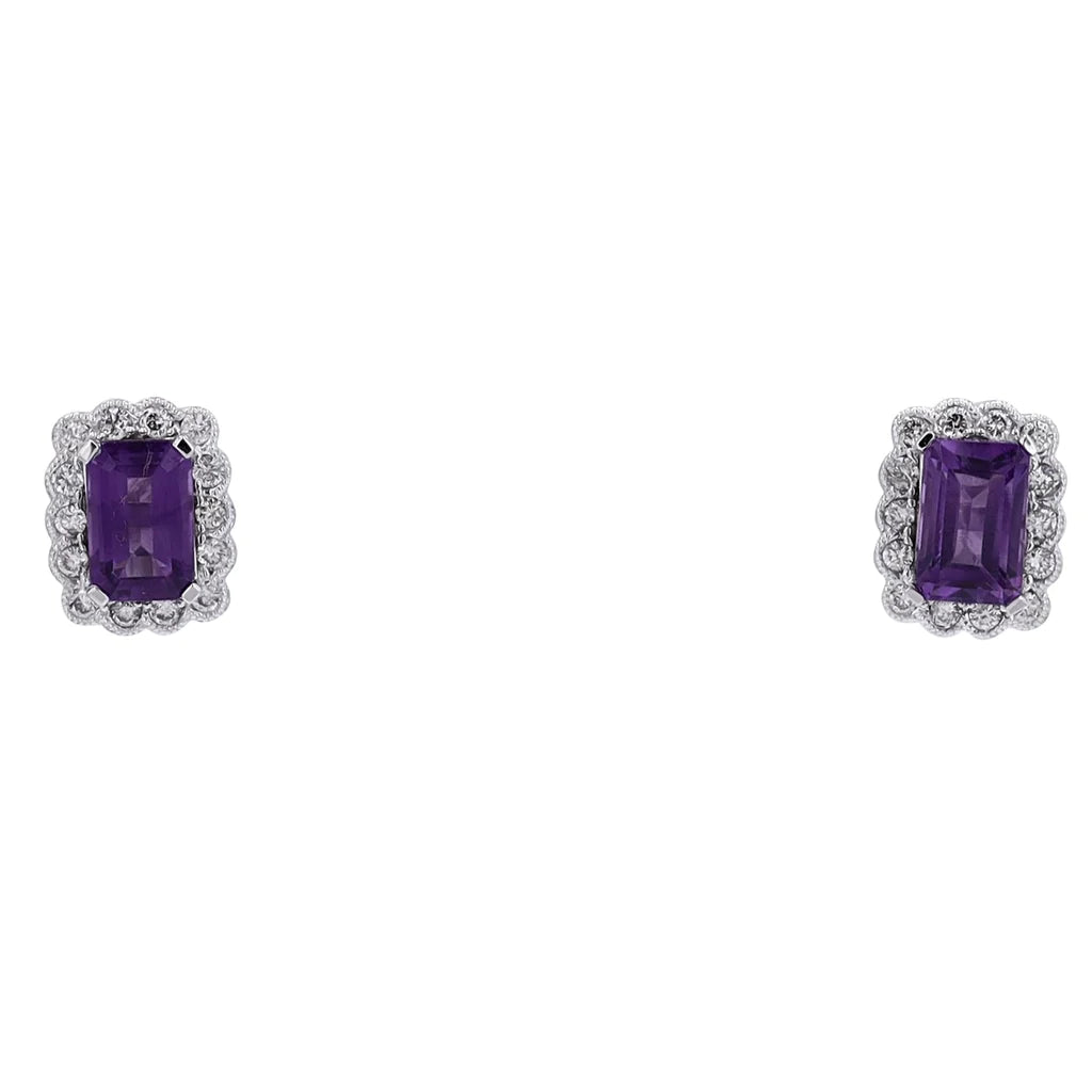Amethyst and Diamond Halo Earrings 1100.00