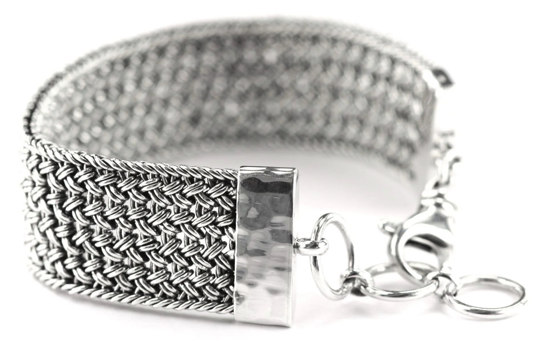 DASA Sterling Silver Bali Wide Woven Adjustable Link Bracelet 3/4" width 1000.00