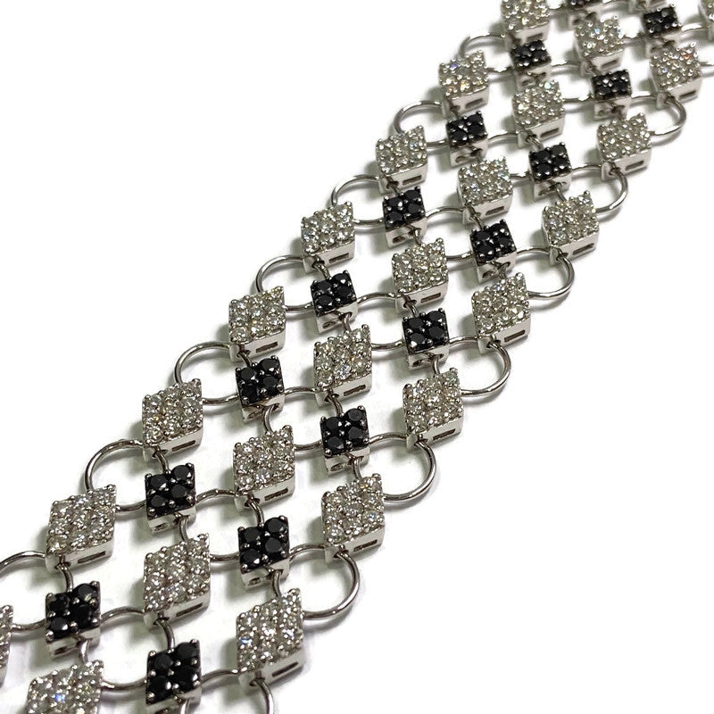 White & Black Diamond Link Bracelet 13.0ct 7.5" length