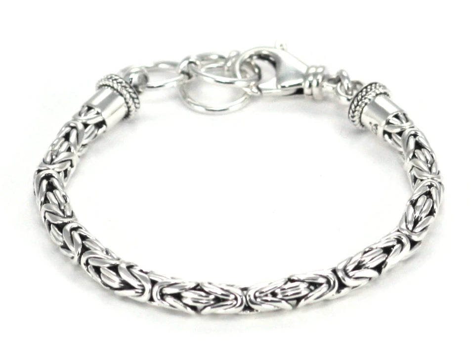 Sterling Silver Byzantine Bali Chain Bracelet 5mm 7.5" length 234.00