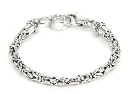 Sterling Silver Byzantine Bali Chain Bracelet 5mm 7.5" length 234.00