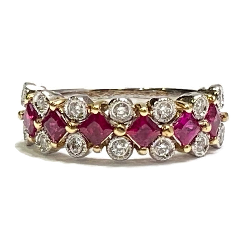 Ruby & Diamond Princess Cut Ring (R 1.05ct, D .3ct) Size 5.5-7.5 1,950.00