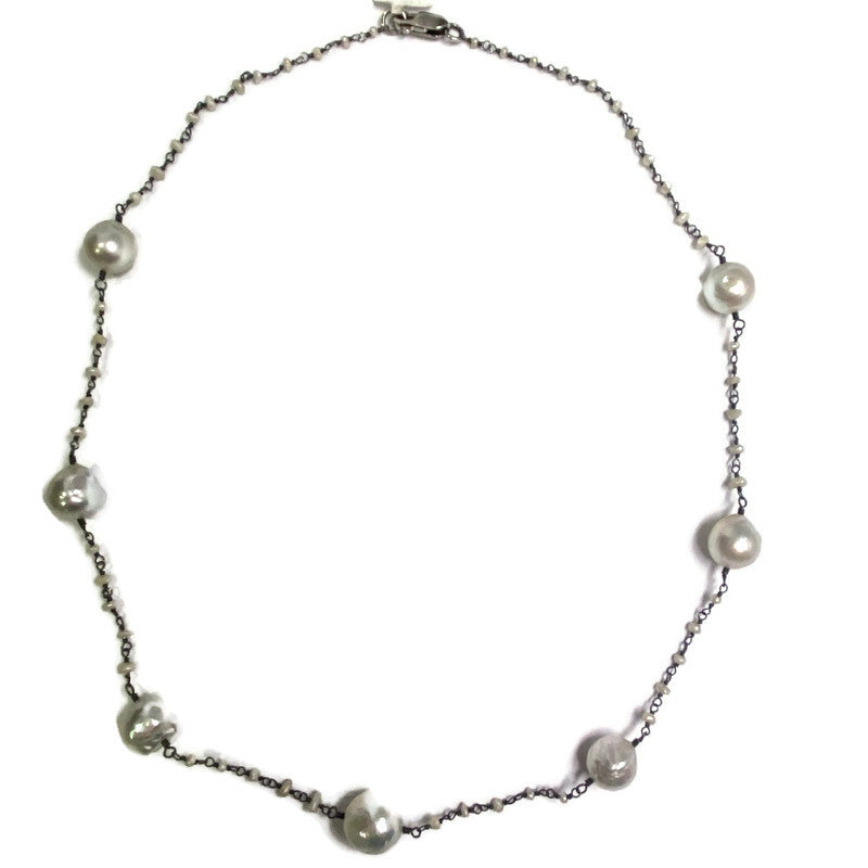 Keshi Pearl Station Necklace 210.00