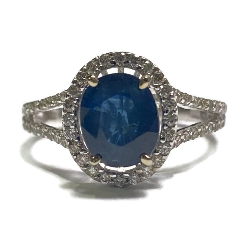 Oval Sapphire & Diamond Halo 14KW Gold Ring 4800.00