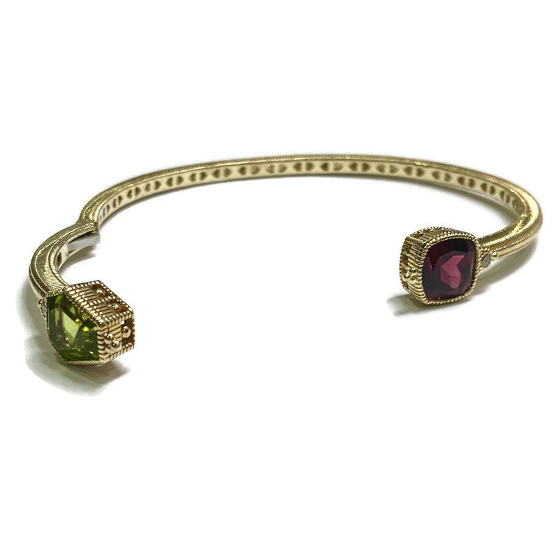 Designer Diamond & Gemstone Cuff Bracelet 14k Yellow Gold 3,195.00