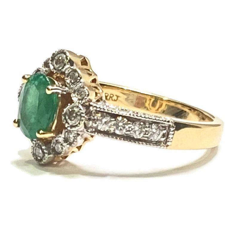 Emerald & Diamond (E .74ct, D .47ct) Ring Size 6-8 1,525.00