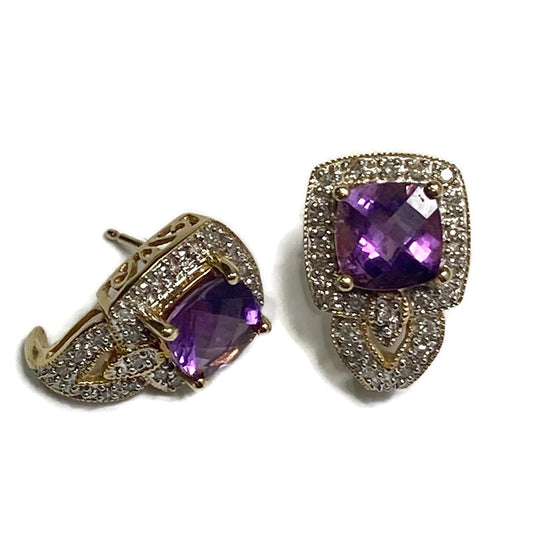 Amethyst & Diamond 14KY Gold Earrings 1200.00