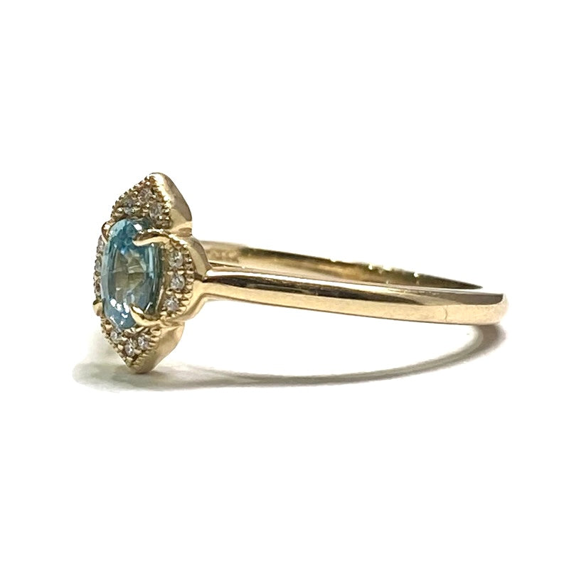 Diamond & Blue Zircon Ring 14k Yellow Gold .08ct Dia .35ct 1,300.00