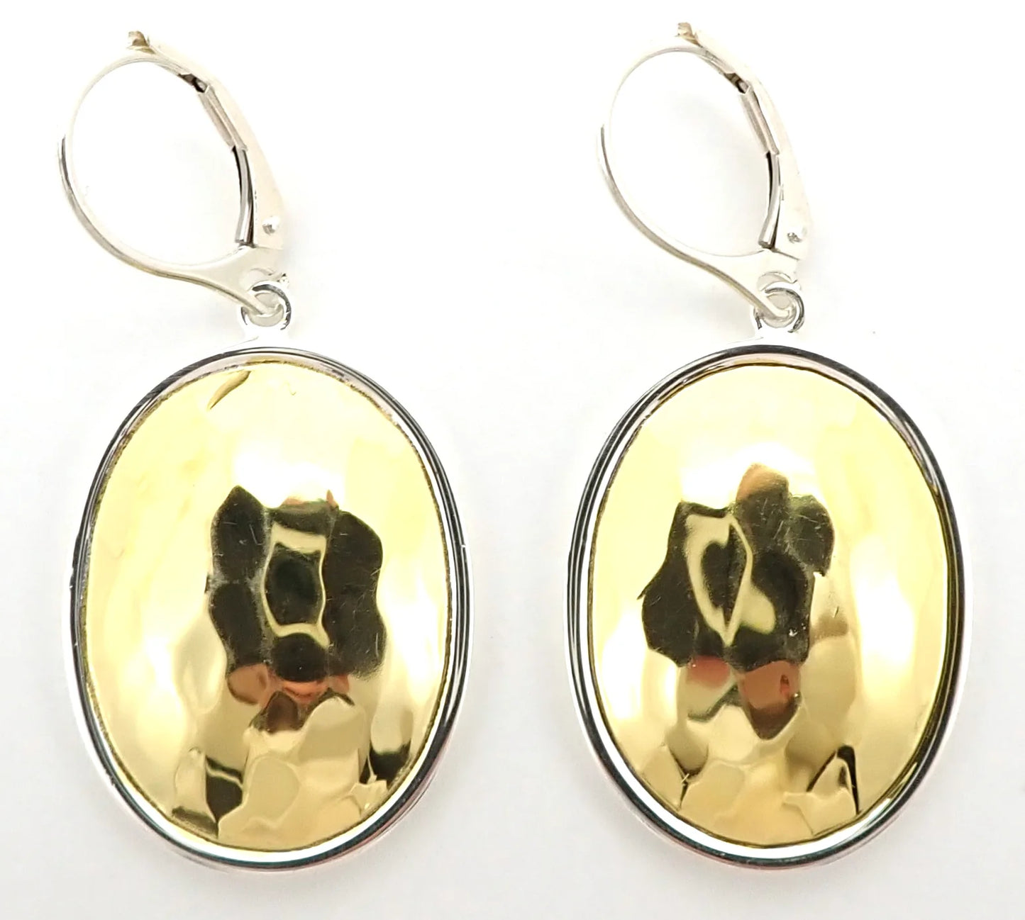 DASA Sterling Silver Hammered Oval Earings 18k Gold Vermeil 120.00