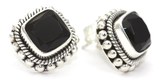 PADMA Sterling Silver Bali Black Onyx Earrings 78.00